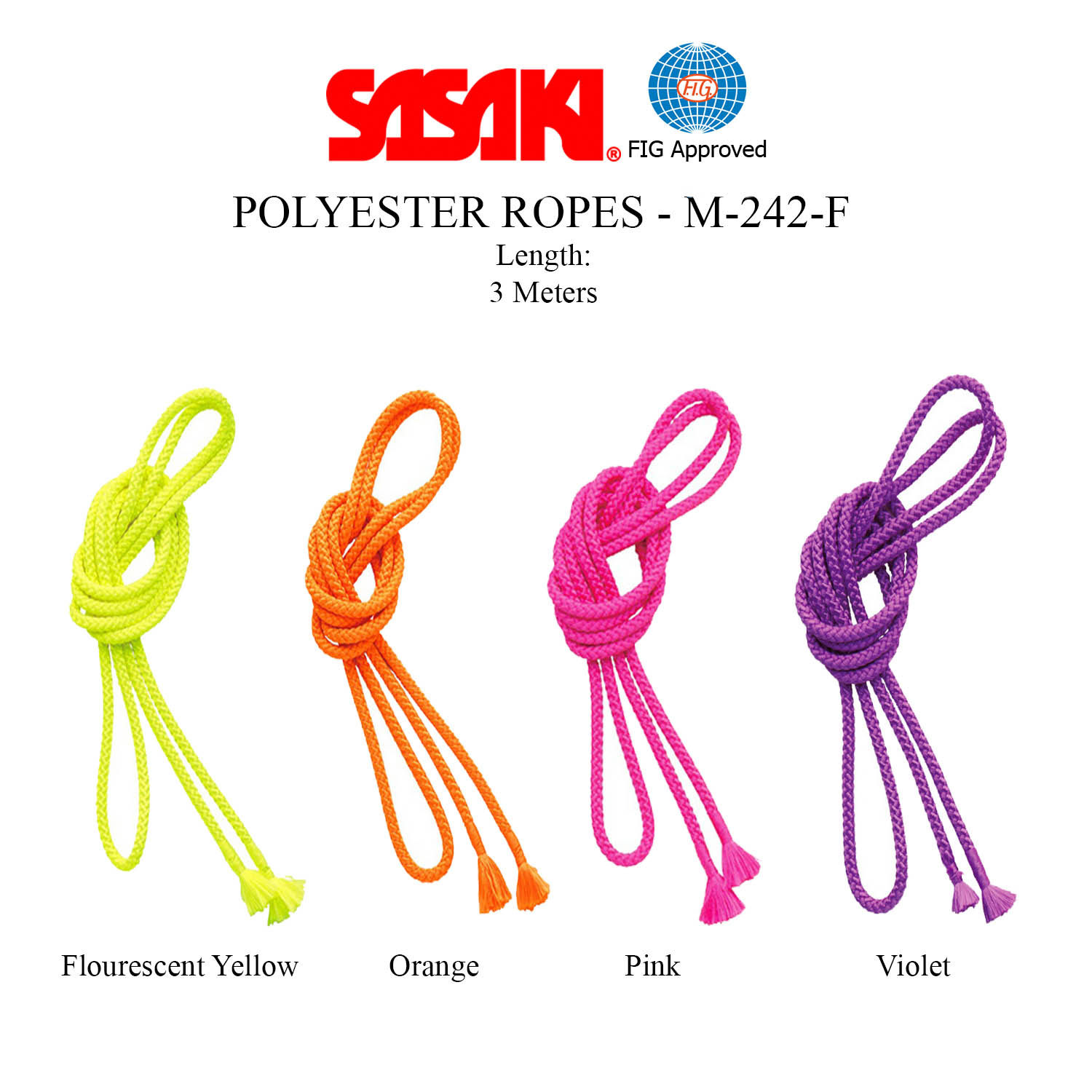 Sasaki Polyester Ropes M-242-F 3 Meters FIG Approved