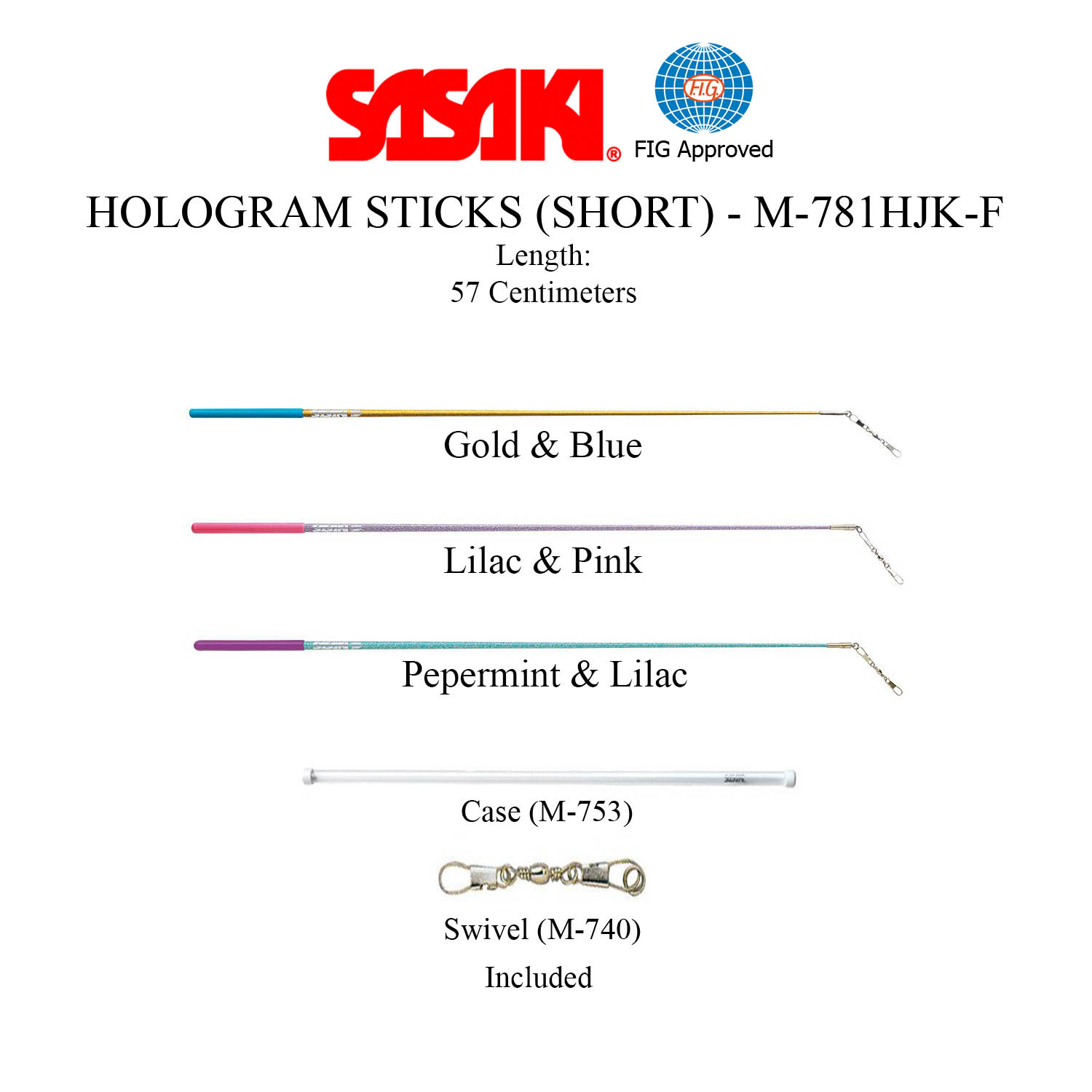 Sasaki Hologram Sticks (Short) M-781HJK-F FIG Approved 57 Centimeters